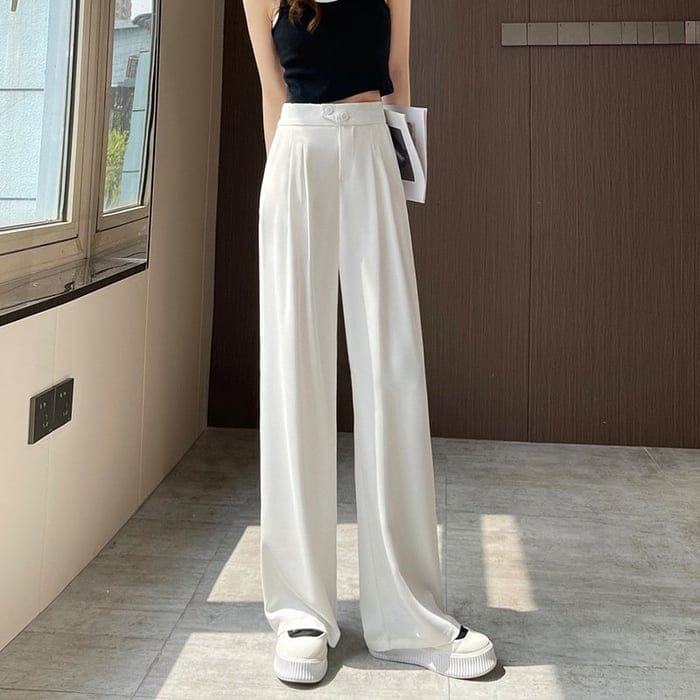 Pantalon large taille haute 