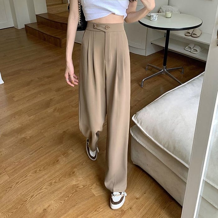 Pantalon large taille haute 