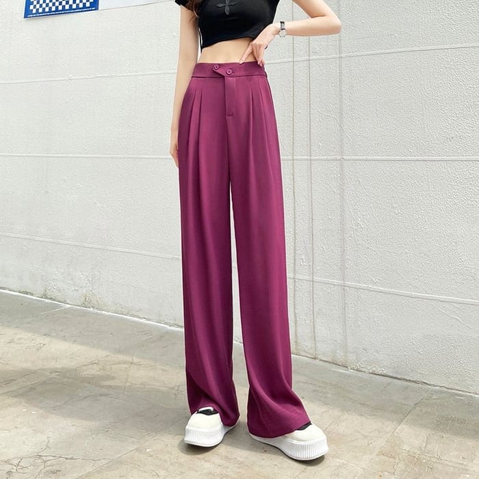 Pantalon large taille haute 