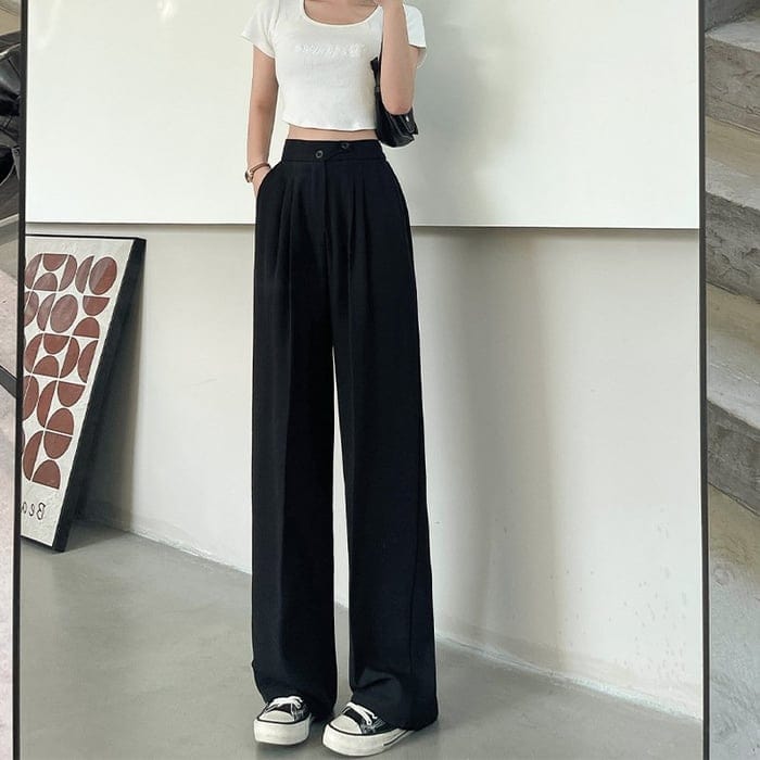 Pantalon large taille haute 