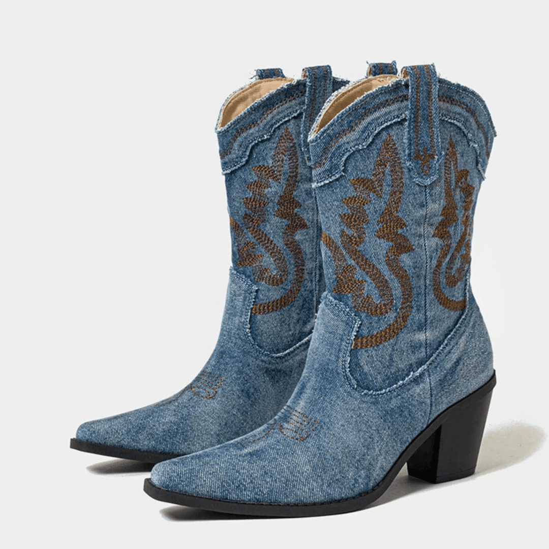 Theodora™ | Veloria Denim Ankle Boots