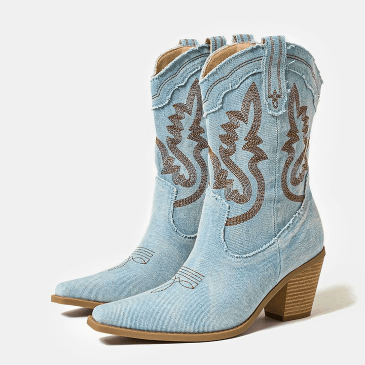 Theodora™ | Veloria Denim Ankle Boots