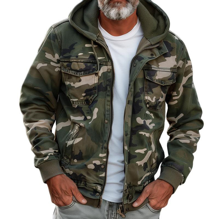 Glacium™ | Veste Cargo Camouflage avec Capuche et Poches Polyvalentes 