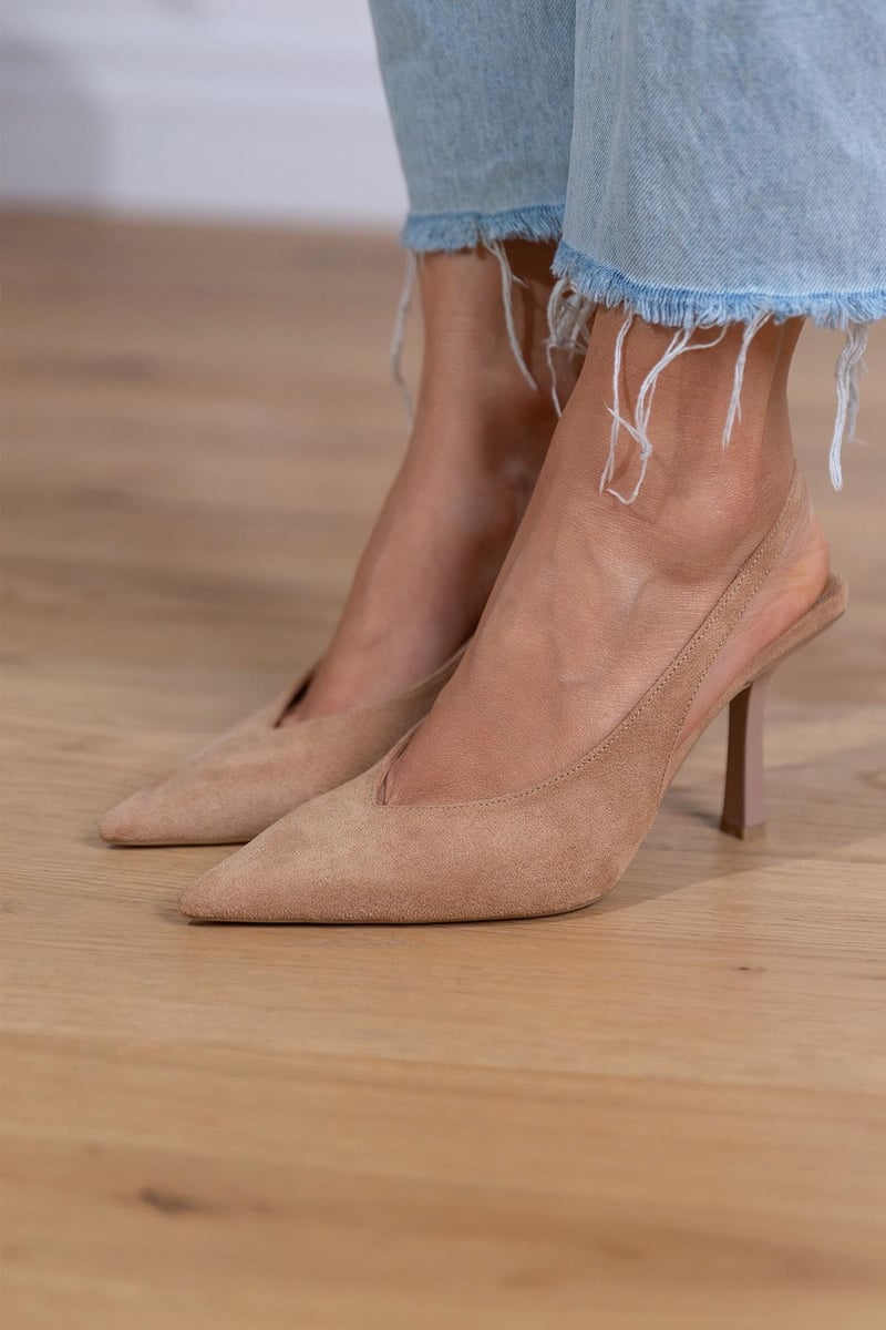 Clementine™ | Elegant Nude Slingback Heels