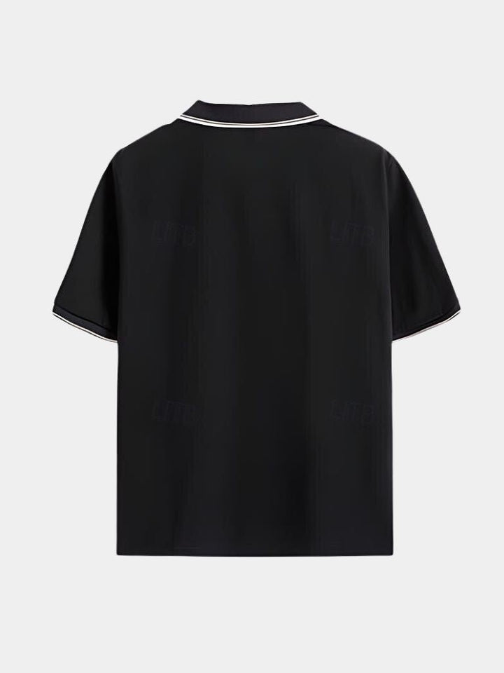 Polo noir intemporel à col en V - Leviana 