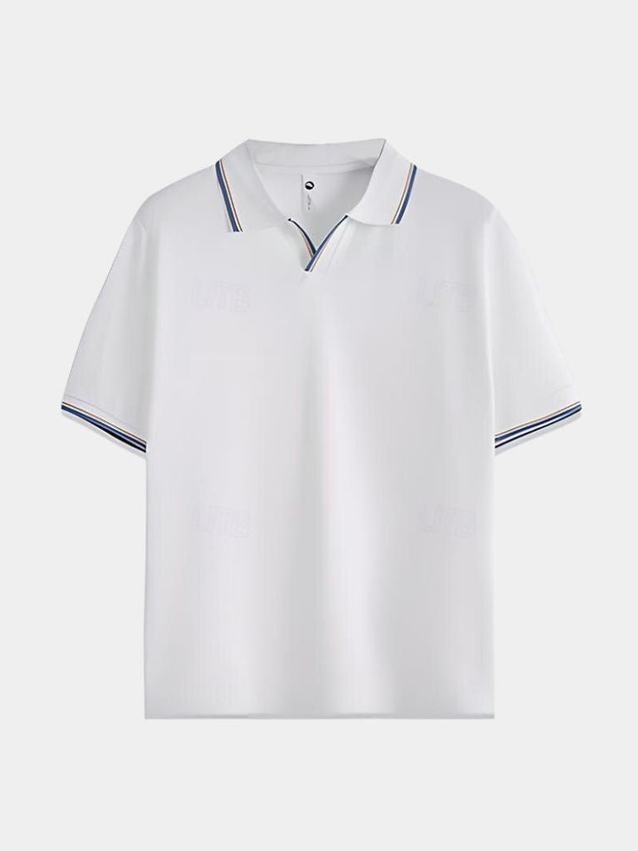Polo noir intemporel à col en V - Leviana 
