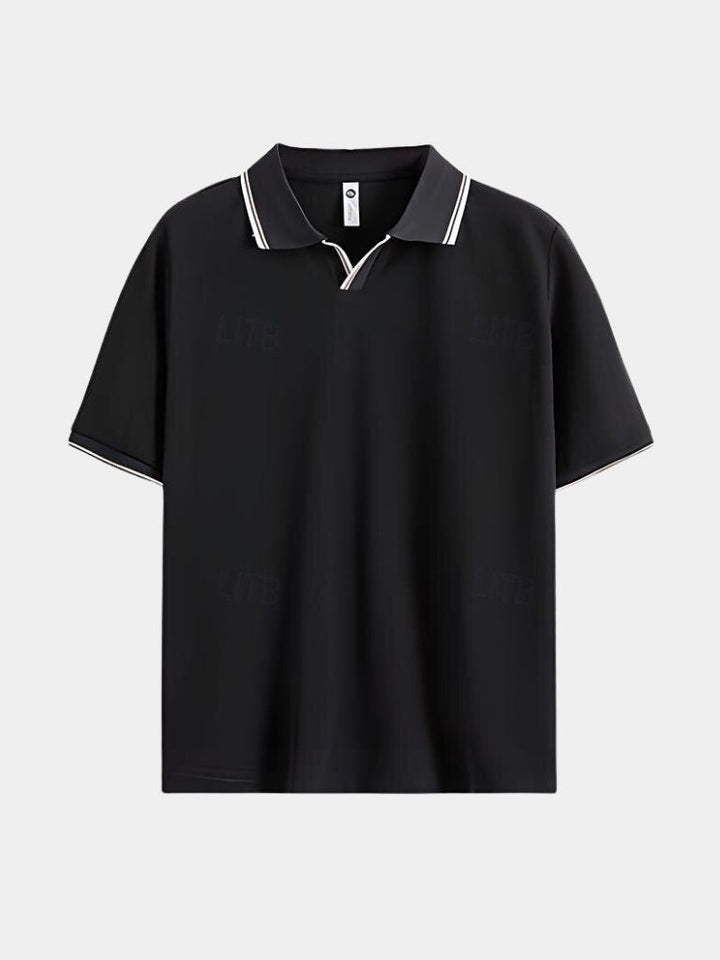 Polo noir intemporel à col en V - Leviana 