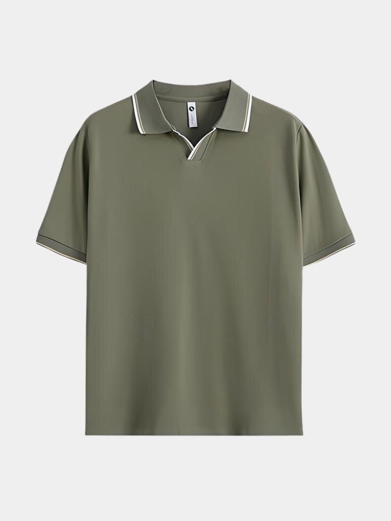 Polo noir intemporel à col en V - Leviana 
