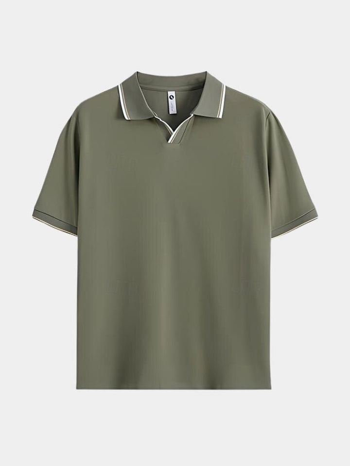 Polo noir intemporel à col en V - Leviana 