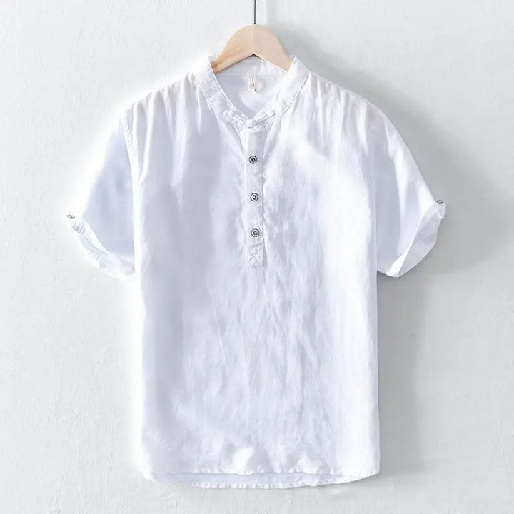 Chemise en lin et coton à manches courtes 