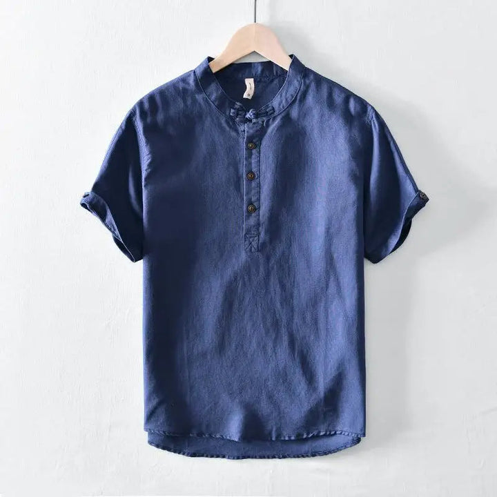Chemise en lin et coton à manches courtes 
