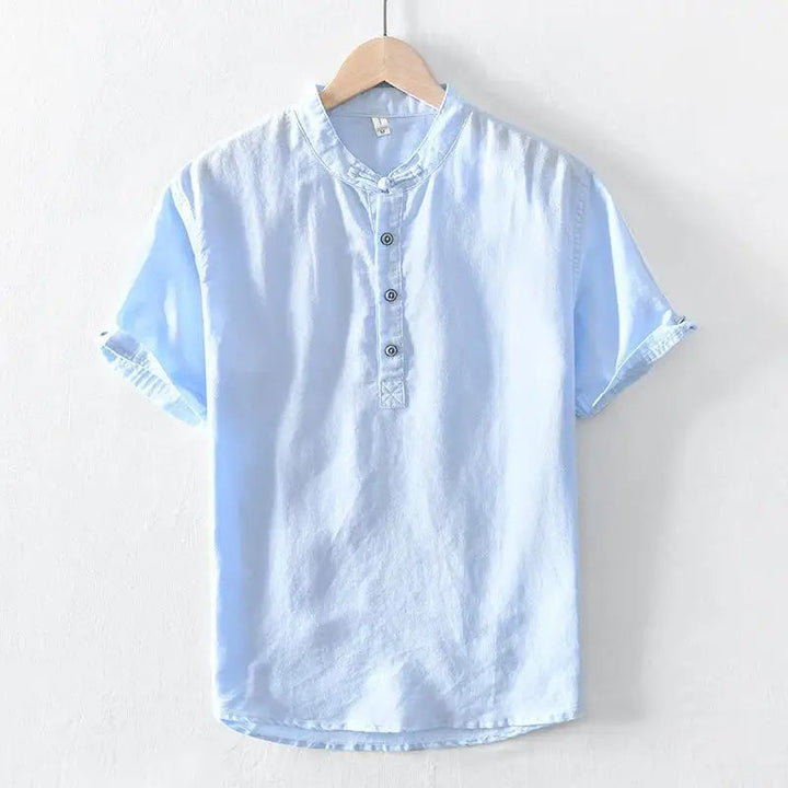 Chemise en lin et coton à manches courtes 