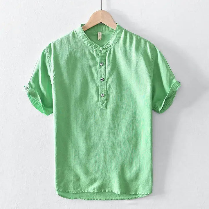 Chemise en lin et coton à manches courtes 
